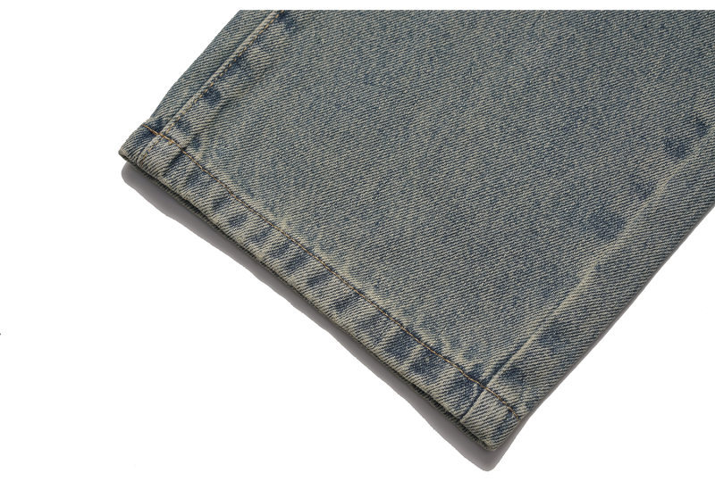 Distressed Cat-Whisker Relaxed Straight Leg Wide Leg Jeans Pants