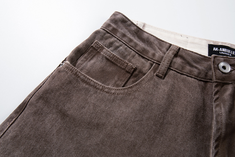 Retro Style Washed Ombre Color Knife-Edge Jeans for Men and Women, Loose Floor-Length Wide Leg Pants