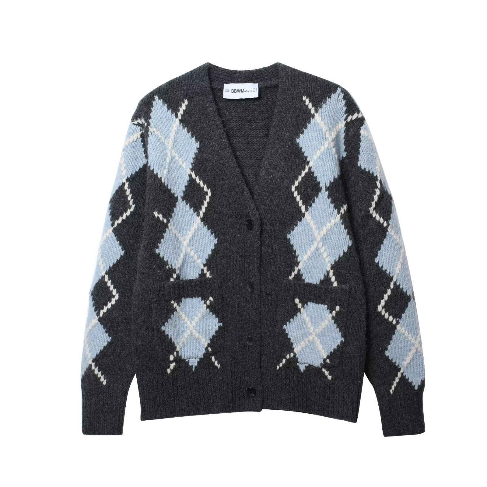 Streetwear Plunge Argyle Bomber
