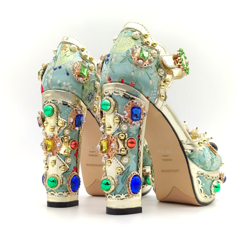 Plus Size Heel Water Block Heel Baroque Fish Mouth Women's Sandals