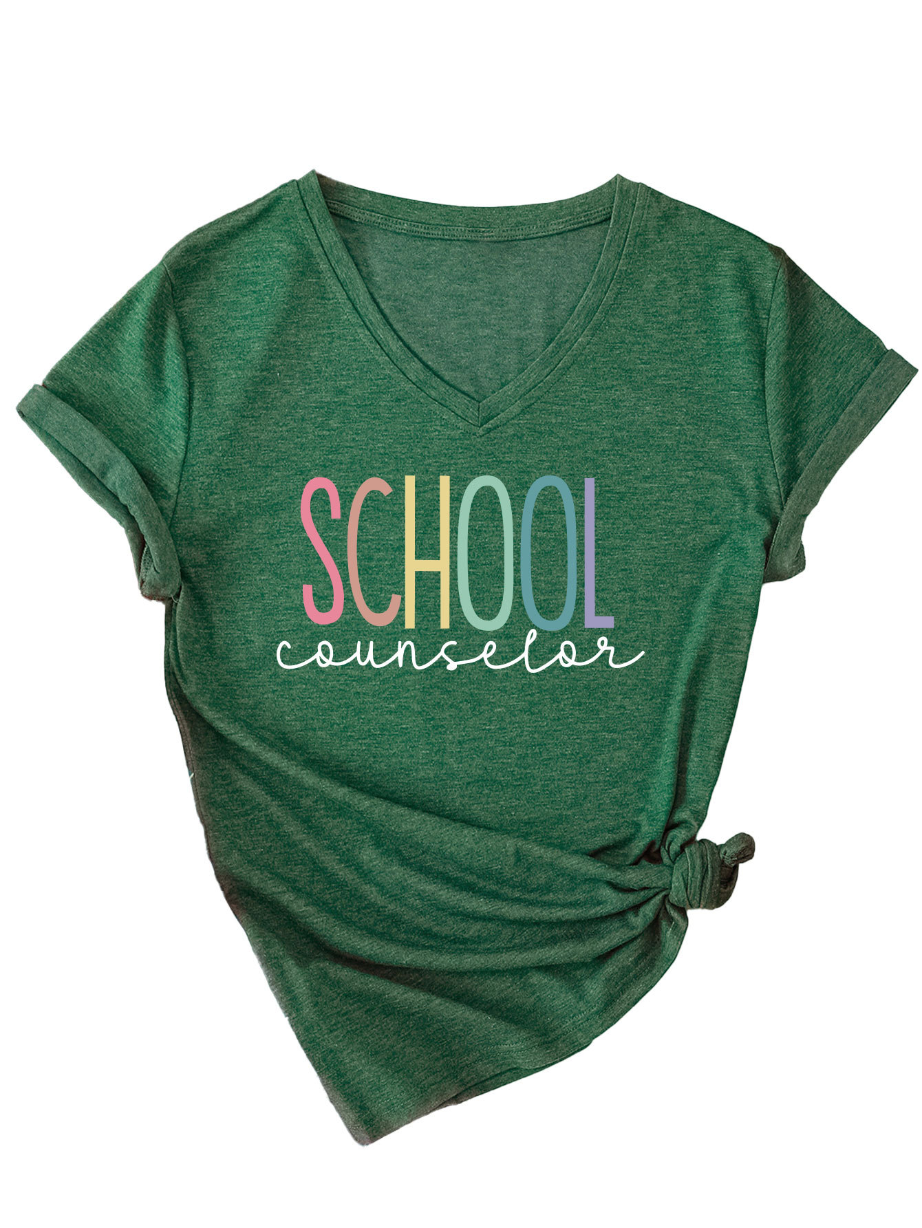 Ladies V-Neck Geometric Print Tee