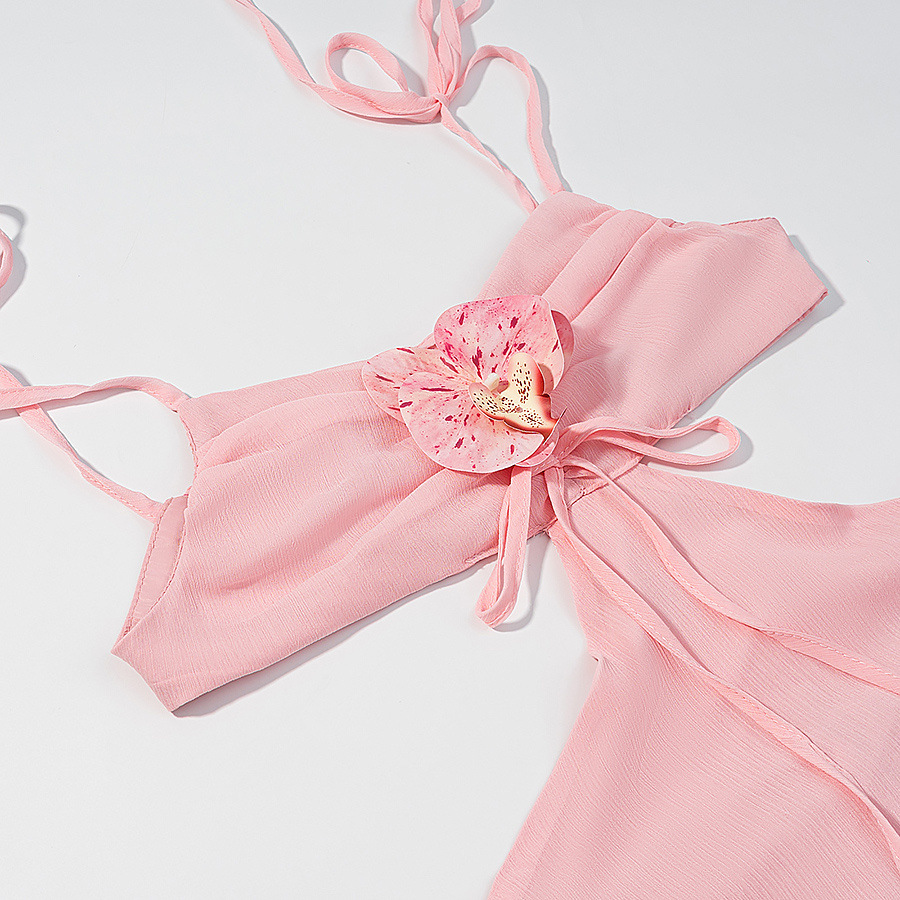 Women's Hollow-out Design Satin Feel Strapless Dress