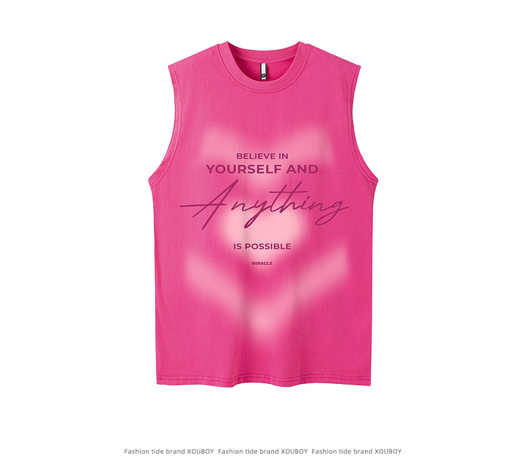 Casual Cursive Sleeveless Round Neck Loose Vest for Men