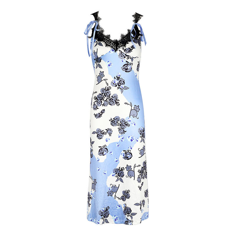 Strapless Sleeveless Slim Patterned Maxi Dress