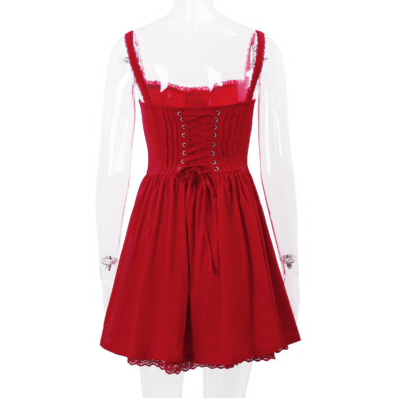 Strapless Dress Women Summer Atmosphere Slimming Red Date Short Dress