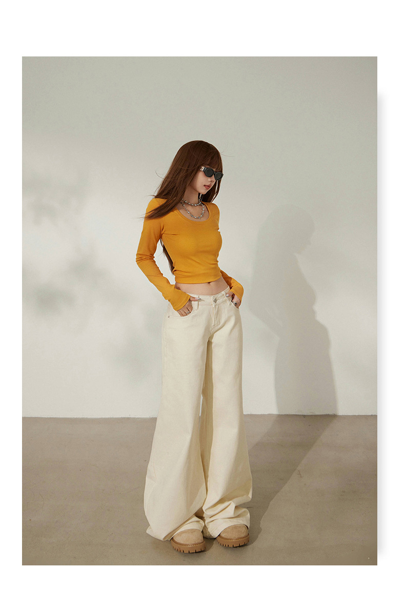 Women's Loose Flare Trousers Elastic Slimming Slight Flare Denim Pants for Women