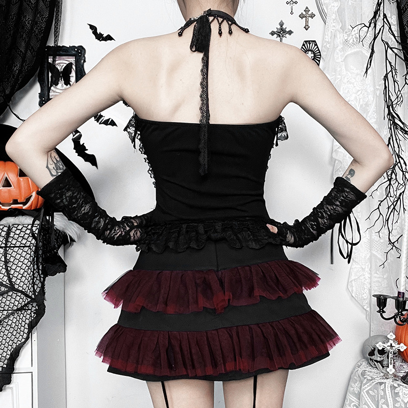 Ladies' Edgy Polyester Color Block Mini Skirt