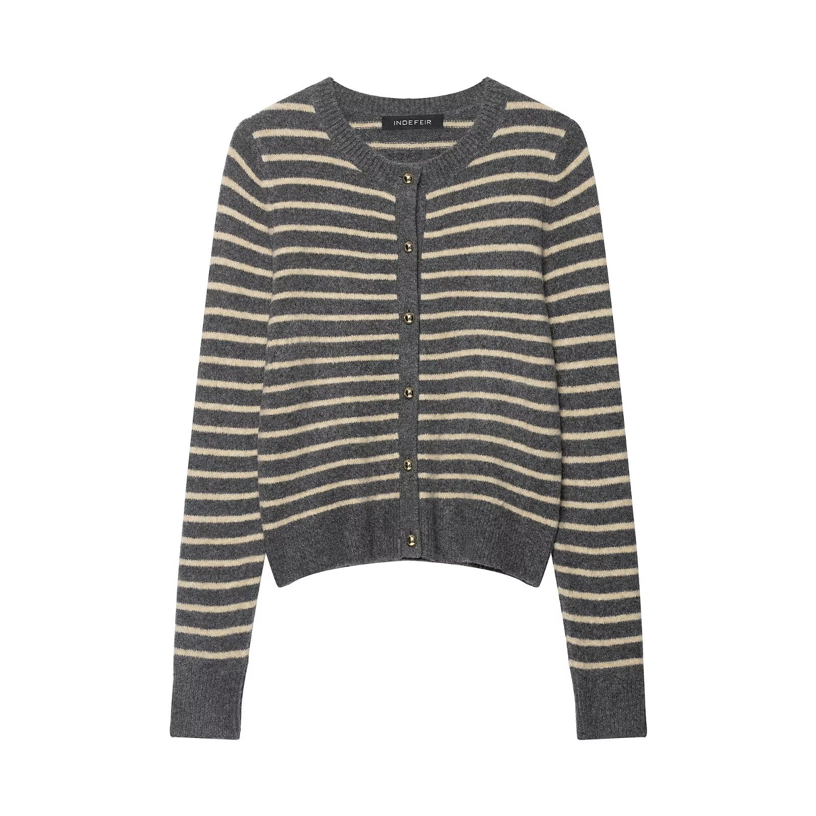 Ladies Crew Stripe Button-Front Sweater