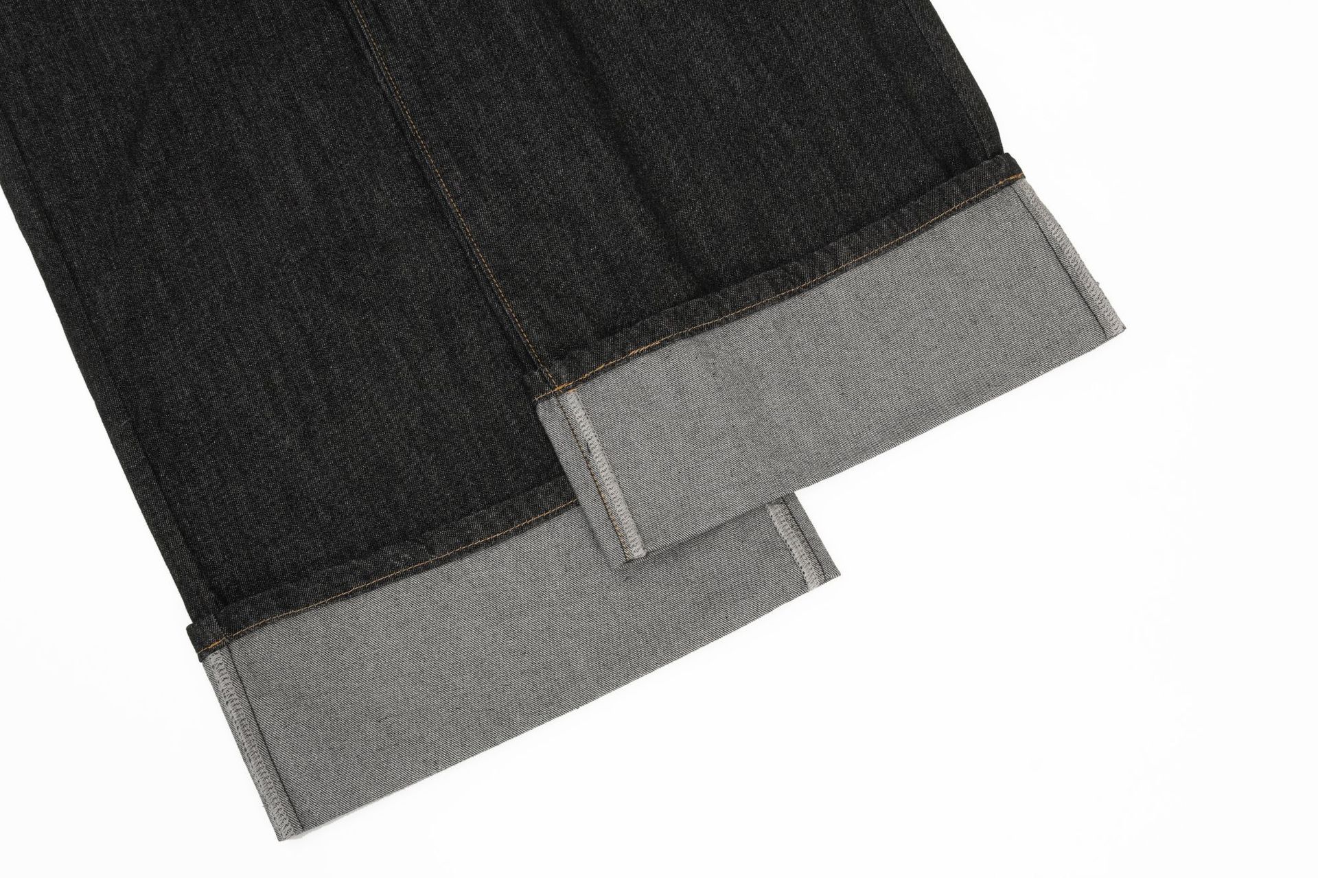 Street Style Vintage Raw Denim Deconstructed Design Men's Loose Wide-Leg Jeans