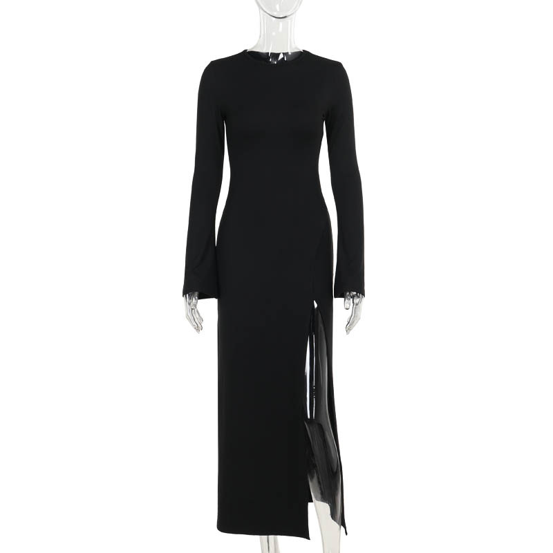 Split A-Line Full Sleeve Shirt Neck Dress