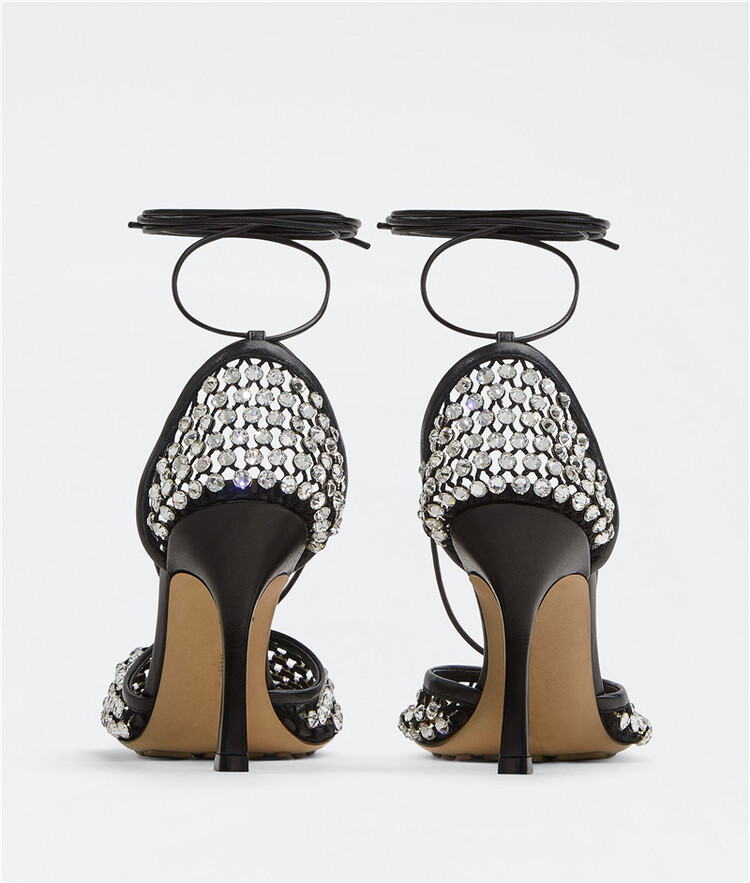 Processing Time:7-15 days after placing orders Women's Summer Fashion Sexy Hollow Out Water Diamond Mesh Bread Head Sandals European and American High Heel Show Shoesdals