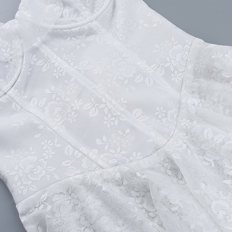 Strap Dress with Lace and Ruffle Design A-Line Dress