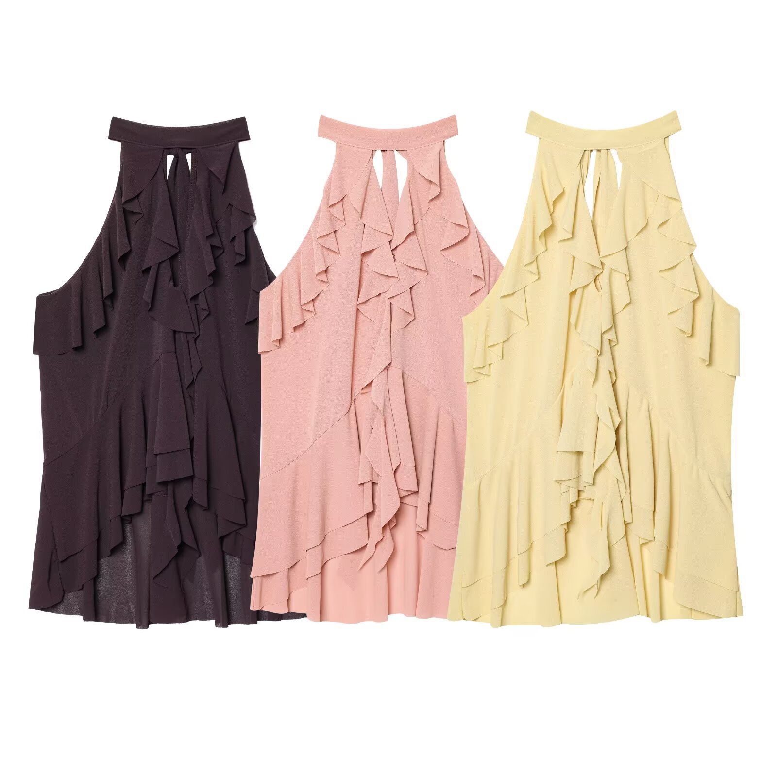 Women's Clothing INS Internet Celebrity Sexy Layered Decorative Halter Neck Top