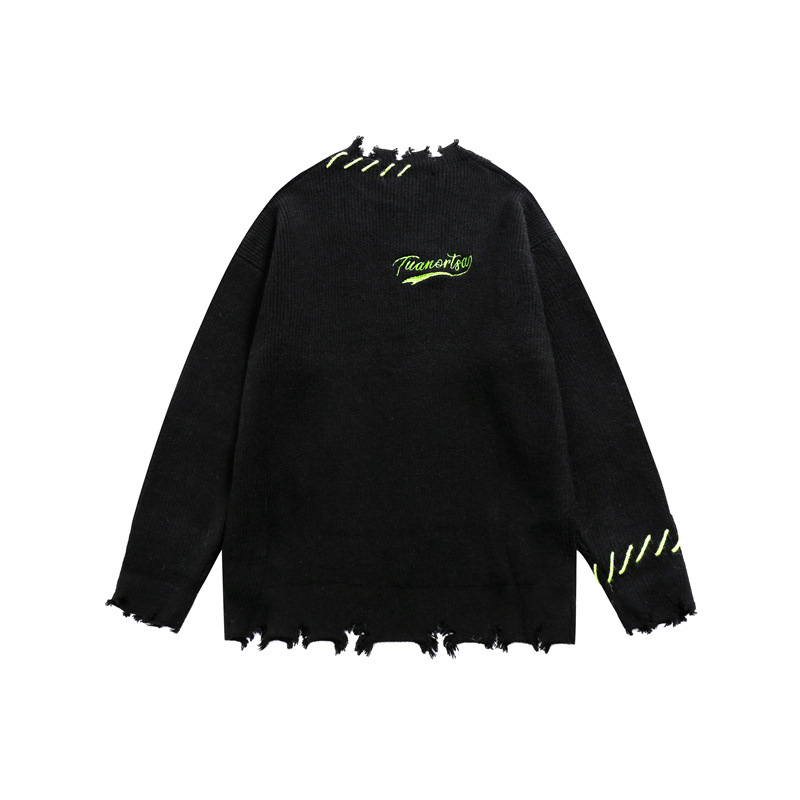 Oversized Long Sleeve Color Block Workwear Sweater