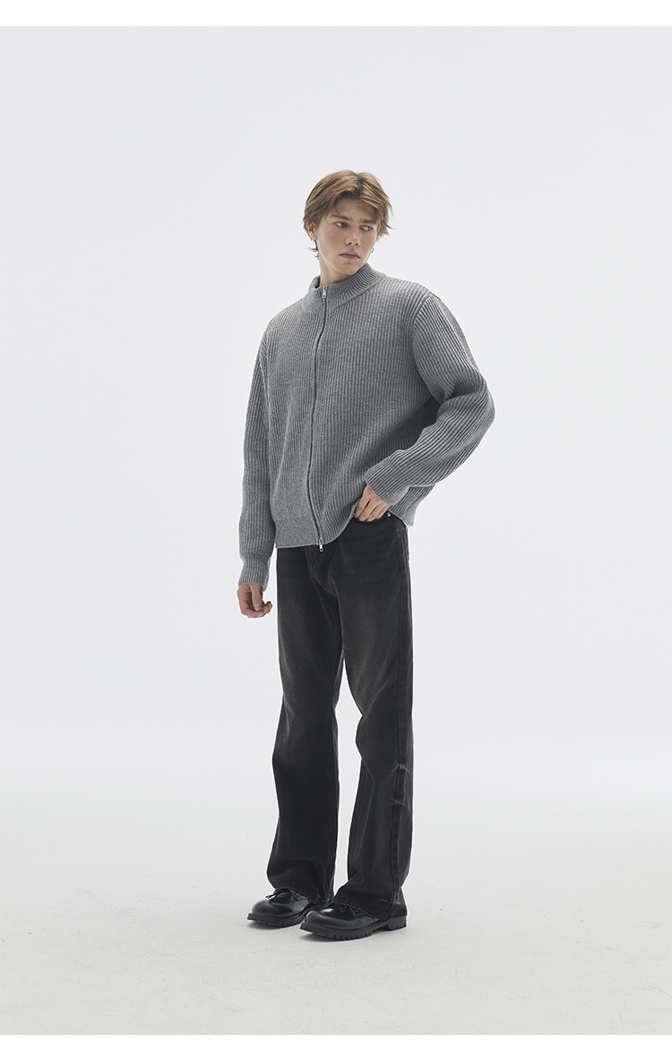 Unisex Loose Fit Long Sleeve Japanese Workwear Cardigan