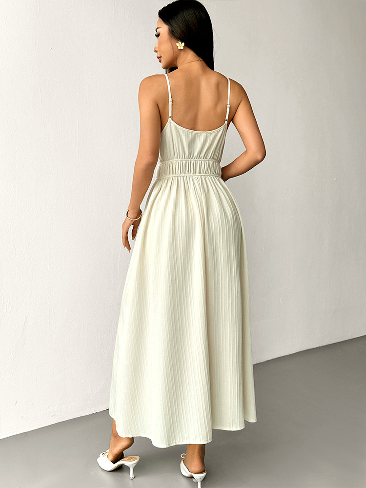 Open Back Bandeau Maxi Dress Waist Tie