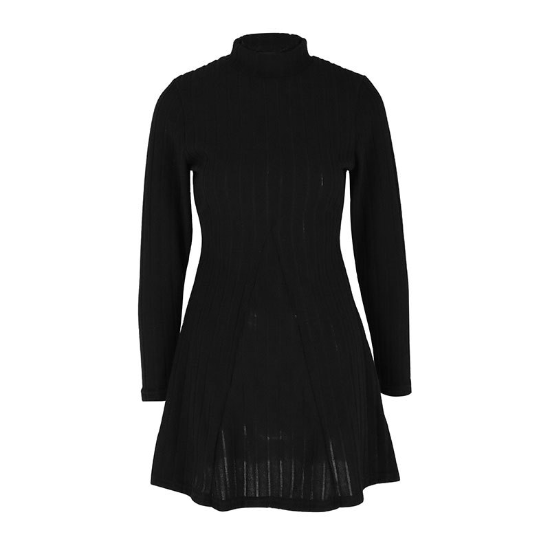 Ladies U-Neck Fitted Barred Dress
