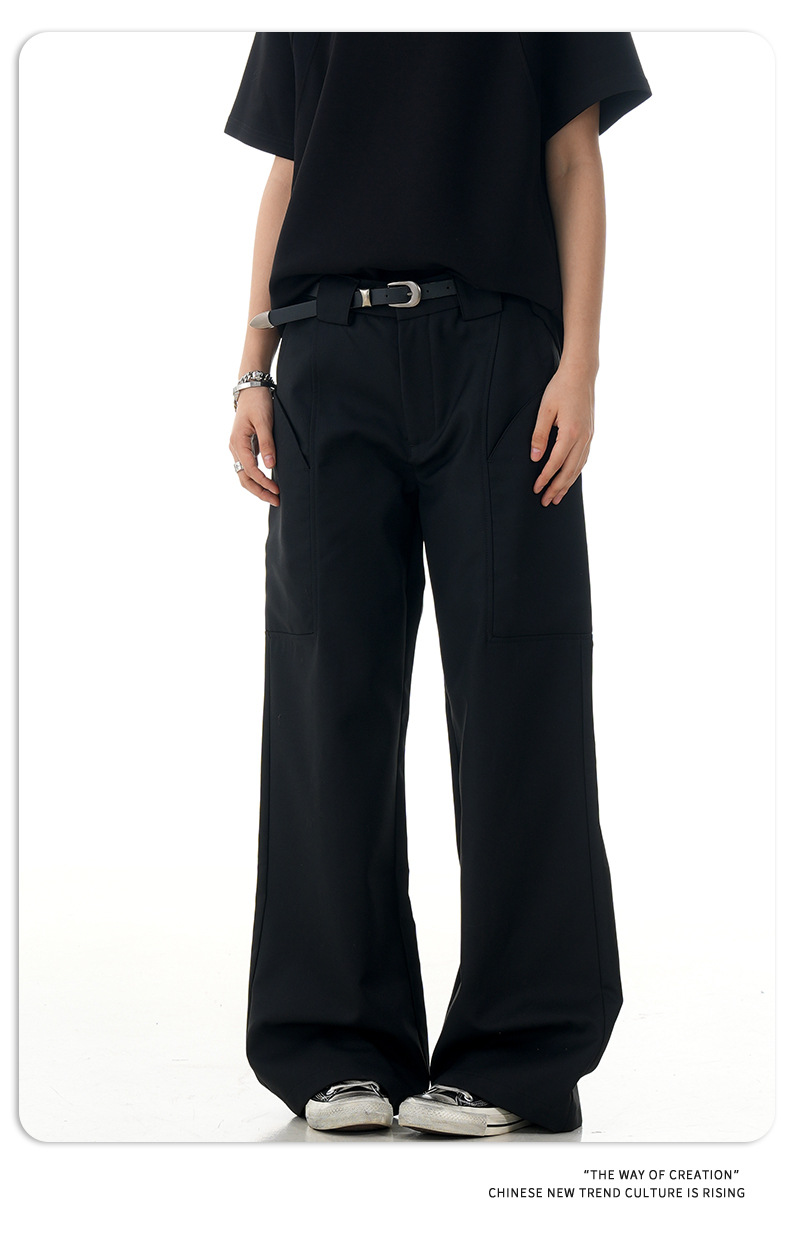 Loose Straight Trousers for Men and Women Simple Blended Commuting Slim Fit Casual Long Pants
