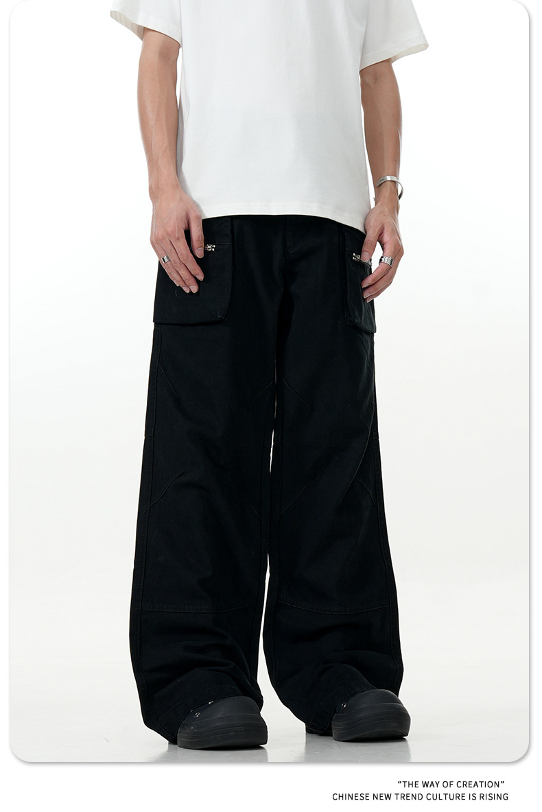 High Street Vibe Slim Fit Vintage Straight Leg Casual Long Pants