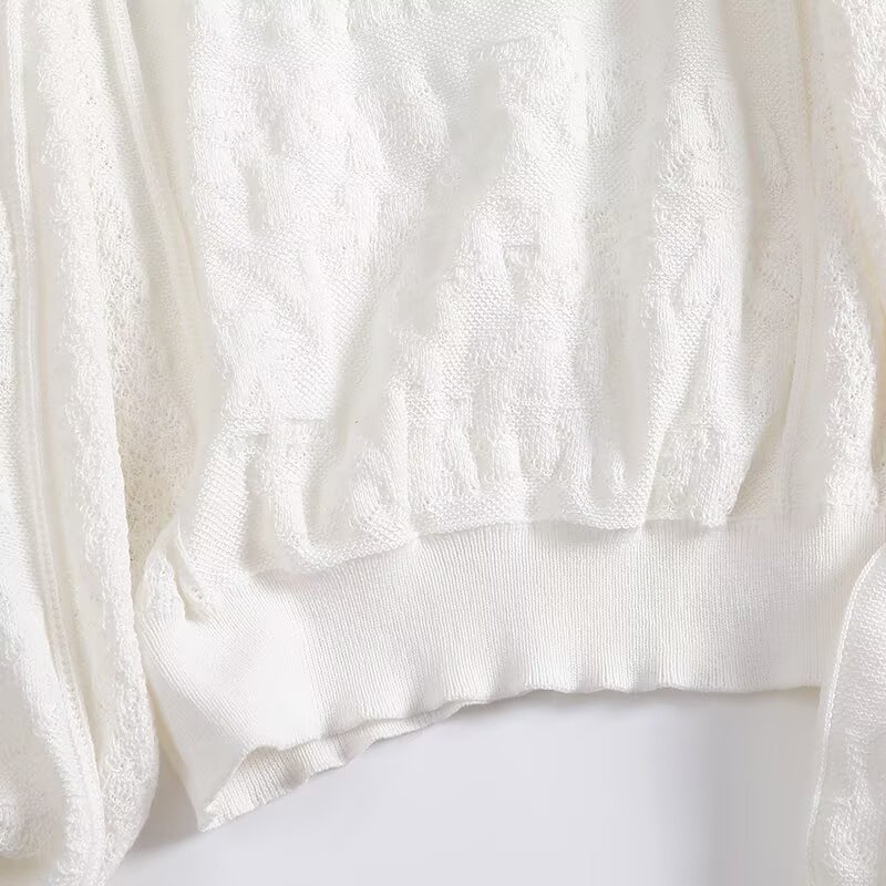 Ivory Cutout Full Sleeve Crew Sweater