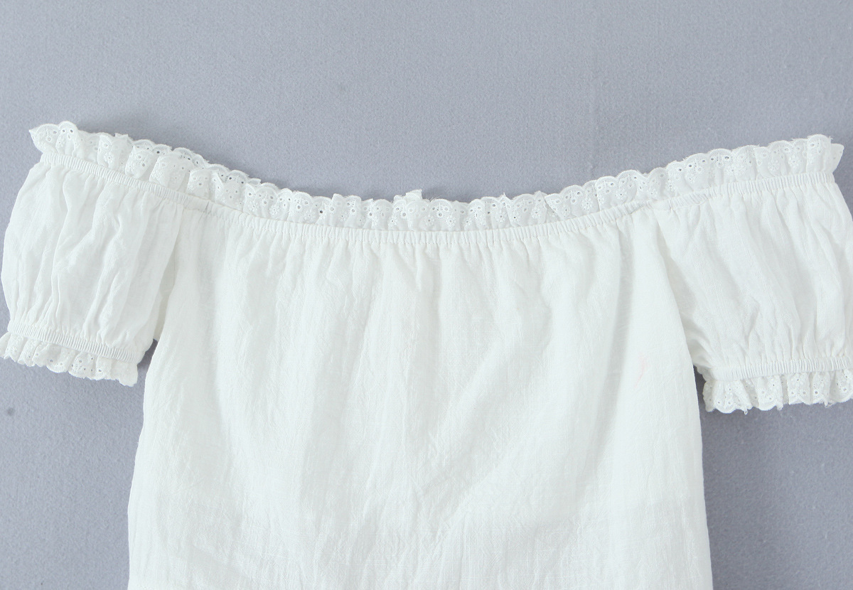 Ivory Cotton Mushroom Eyelet Gathered Top