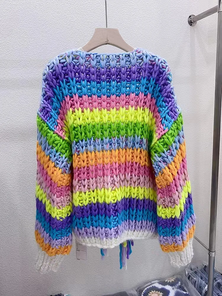 Ladies Oversized Colorblock Cardigan