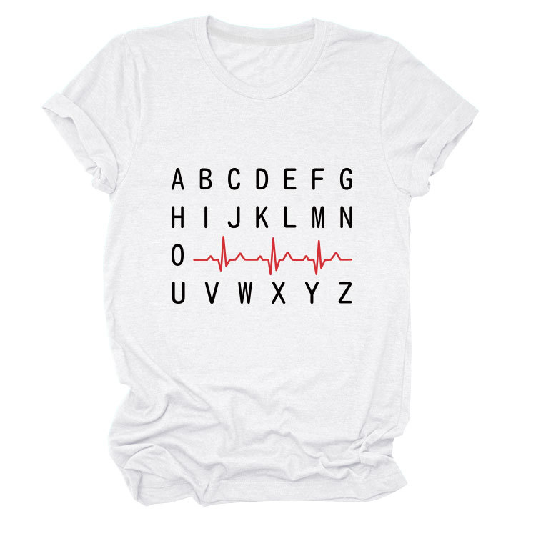 Ladies Geometric Print Round Neck Short Sleeve Tee