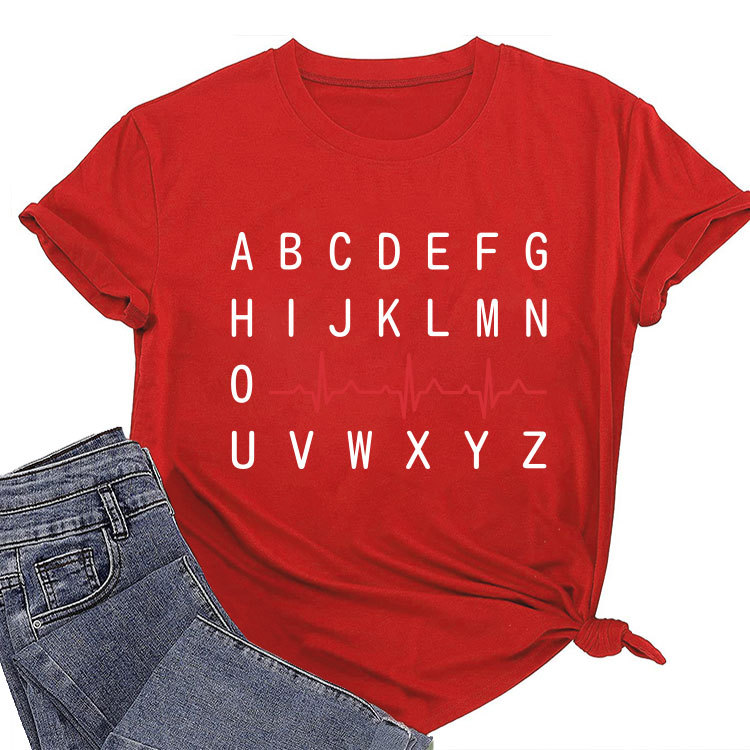 Ladies Geometric Print Round Neck Short Sleeve Tee