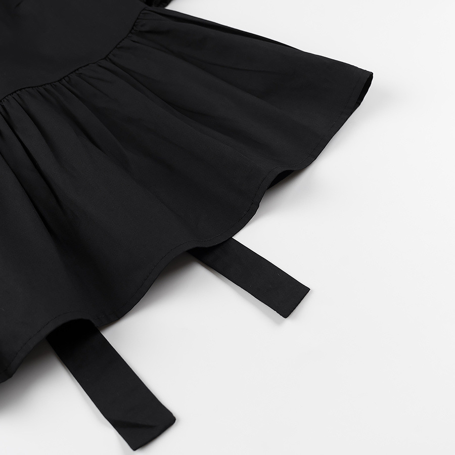 Box Collar Corset Front Puff Shirt