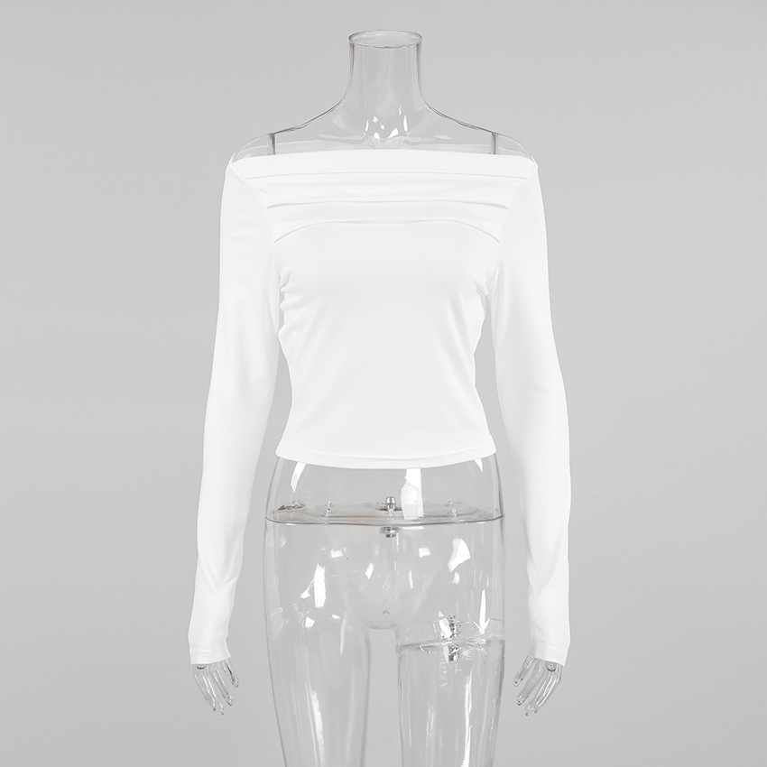 Ladies Long Sleeve Asymmetric Neckline Fitted Blouse