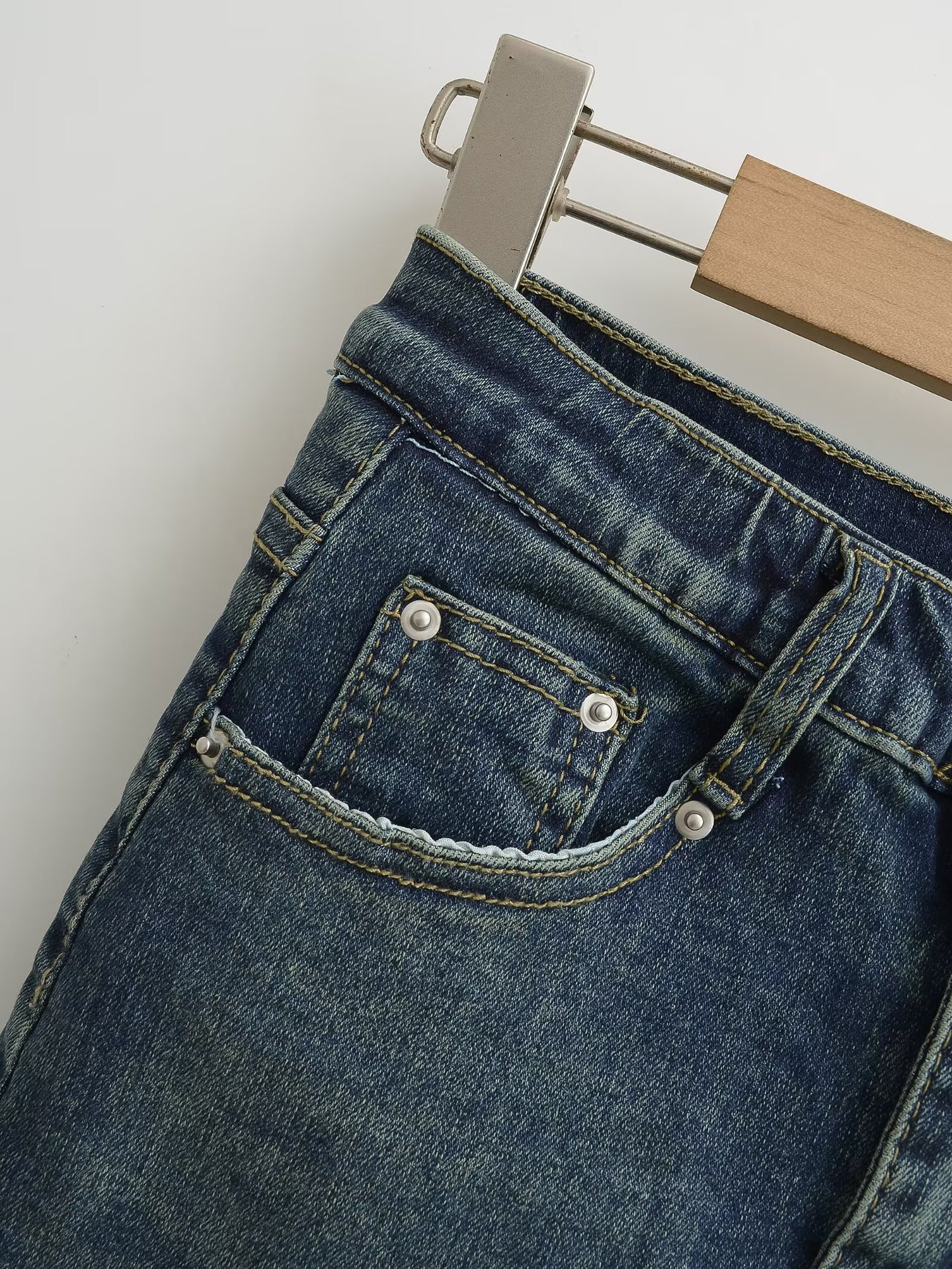 High waisted hip hugging denim short skirt midi skirt