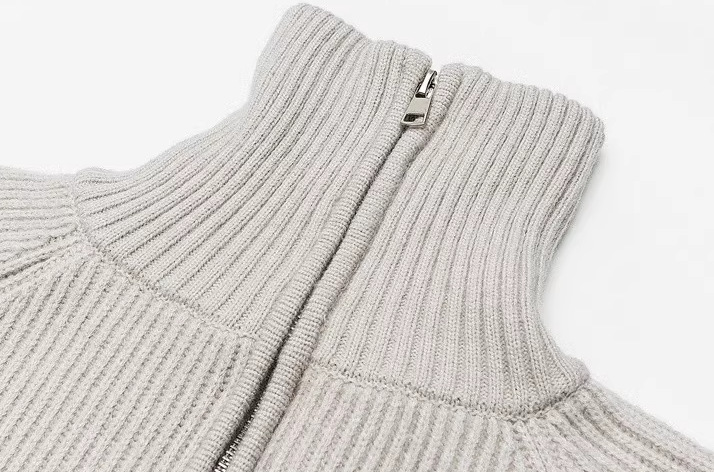 Mock Collar Plain Thermal Workwear Sweater