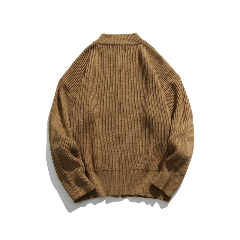 Japanese Workwear Plain Zip Front Cardigan
