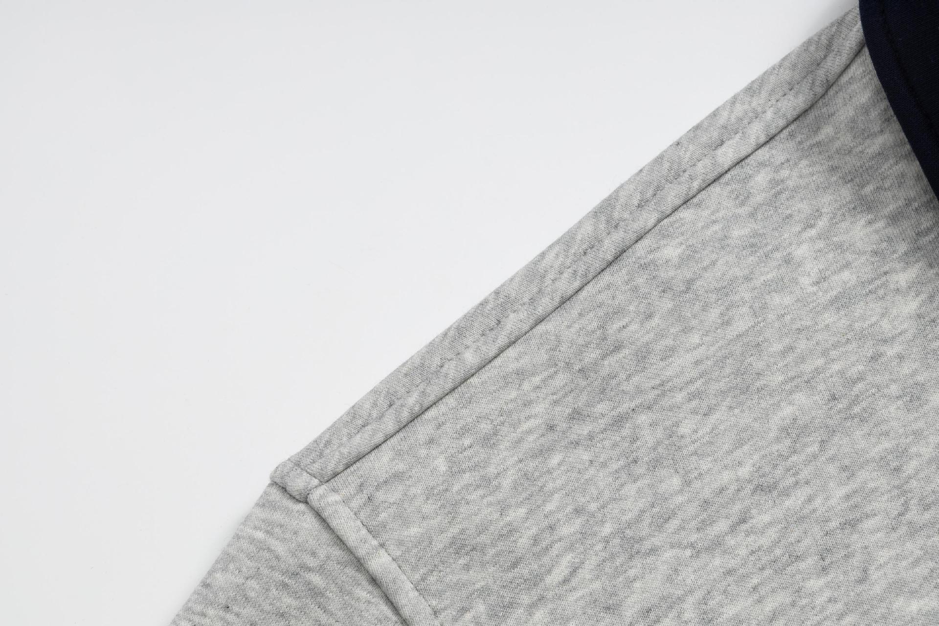 Vintage Monogram Stitched Hoodie With Button Placket