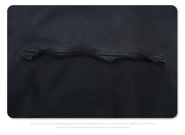 Streetwear Heavy Cotton Aged Torn Hoodie