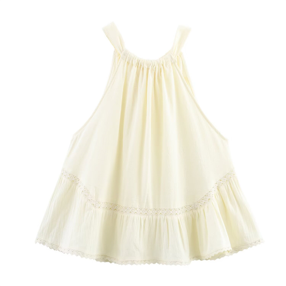 Ladies Embellished Crew Neck Polyester Ribbon-Tie Vest