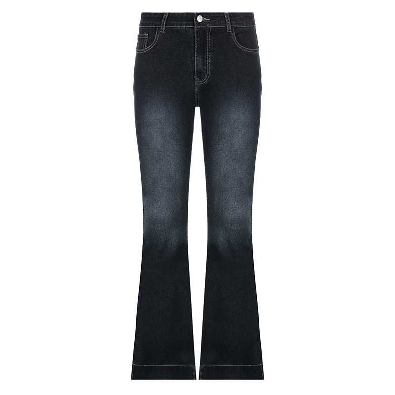 Retro blue low waisted straight leg casual pants