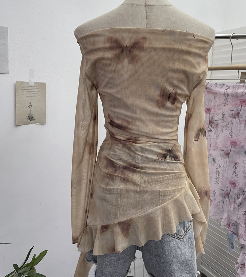 Flirty Asymmetrical Gathered Long Sleeve Top