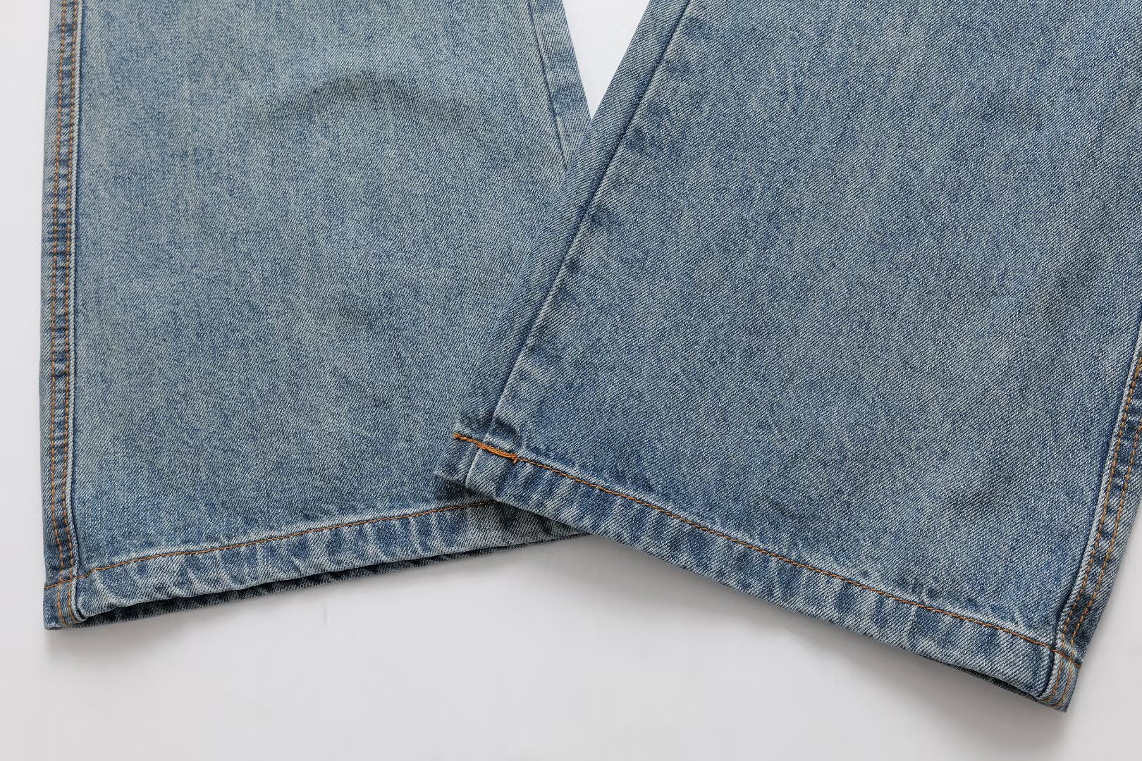 Splicing horn jeans versatile wide leg floor pants