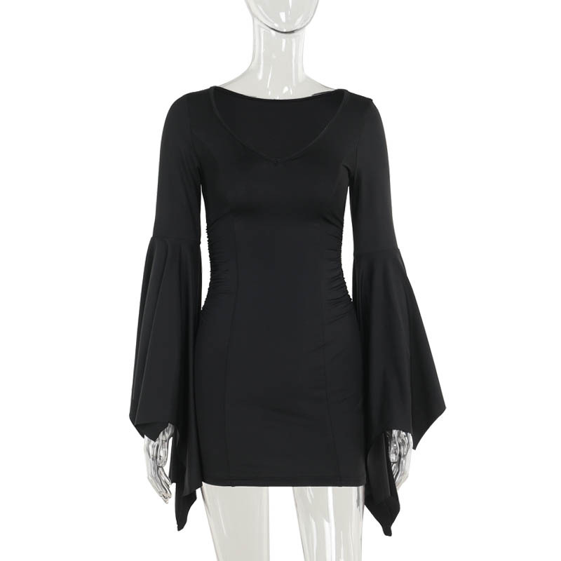 Slim Dolman V-Neck High Waist Short Dress