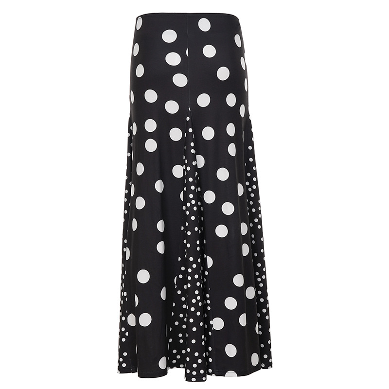Retro Spot Print Paneled Swing Maxi Dress