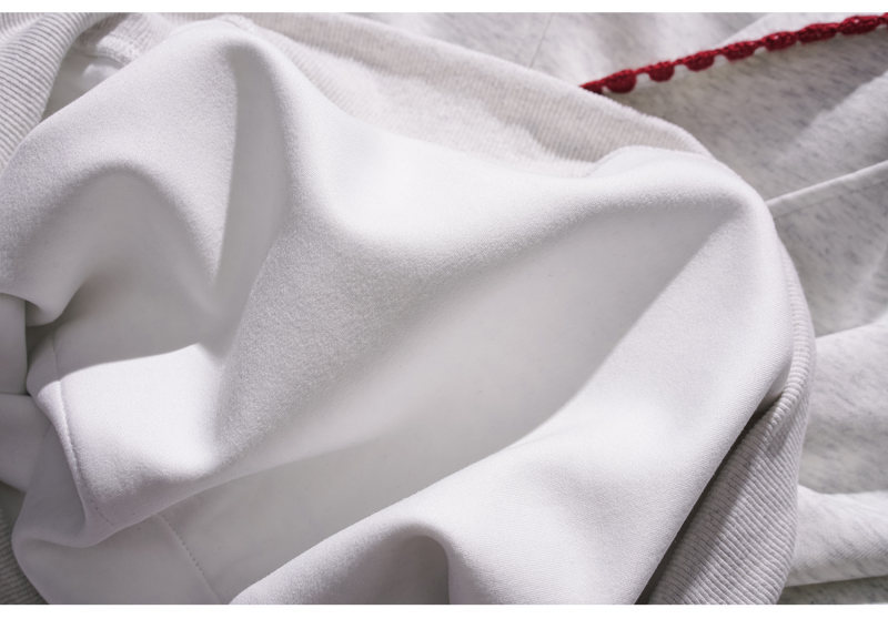 His & Hers Contrast Panel Scallop Stitch Cotton Hoodie