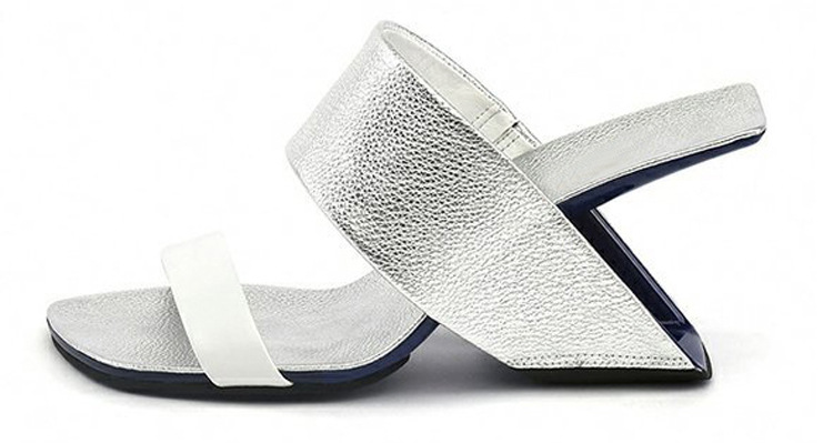 Summer shaped heel ladies square toe slippers