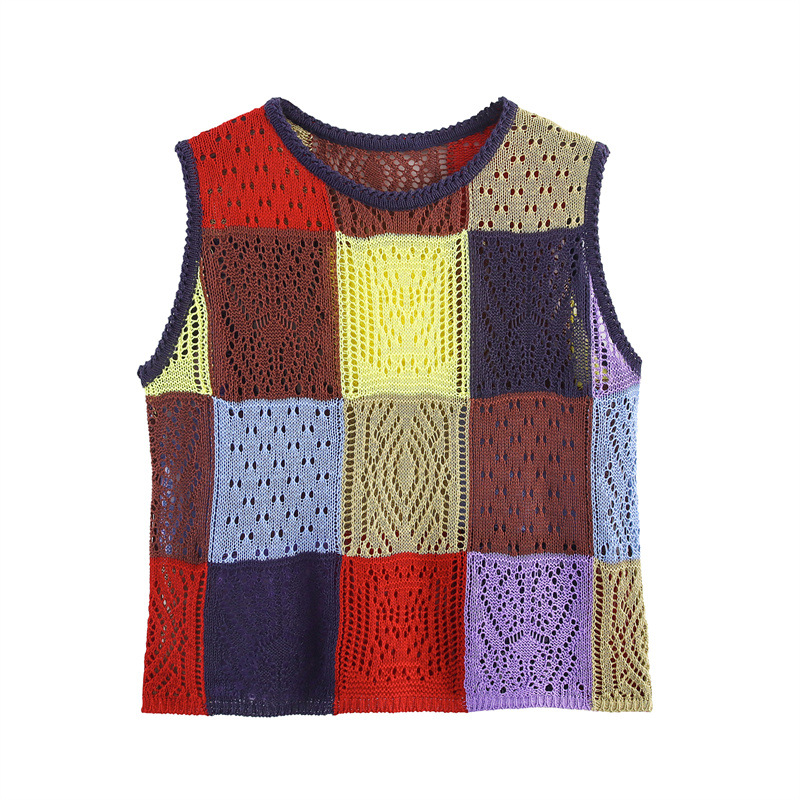 Polyester Panelled No Sleeve Blouse