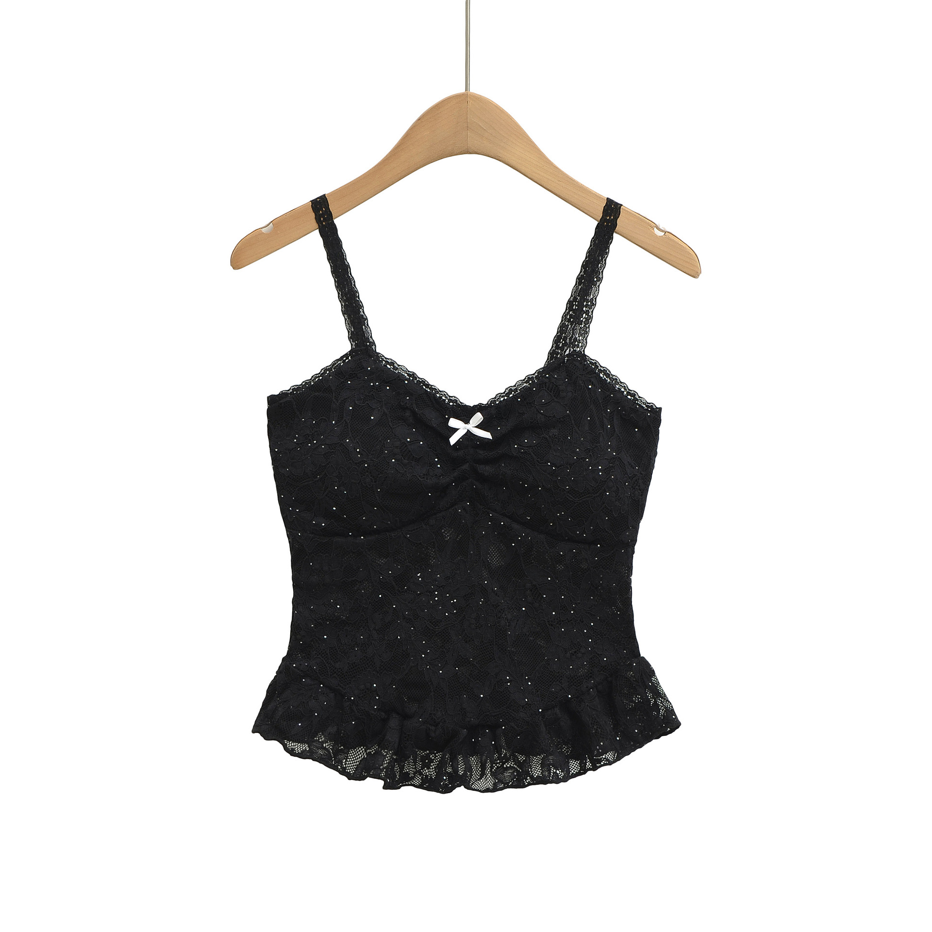 V-neck camisole lace ruffle sequin camisole
