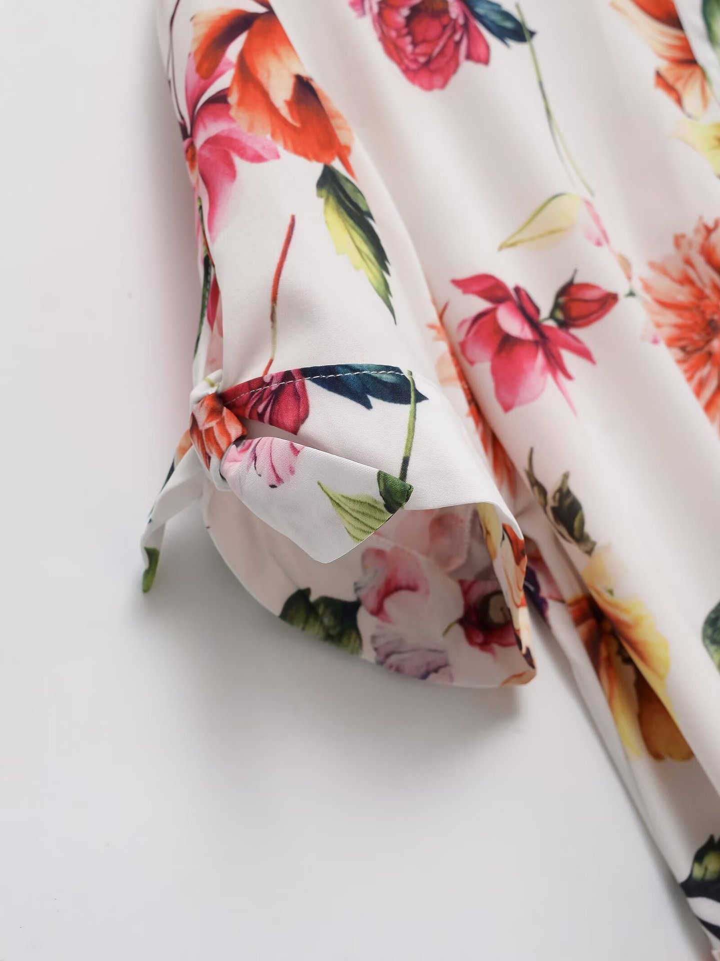 Women's Clothing with Belt Printed Poplin Midi Dress