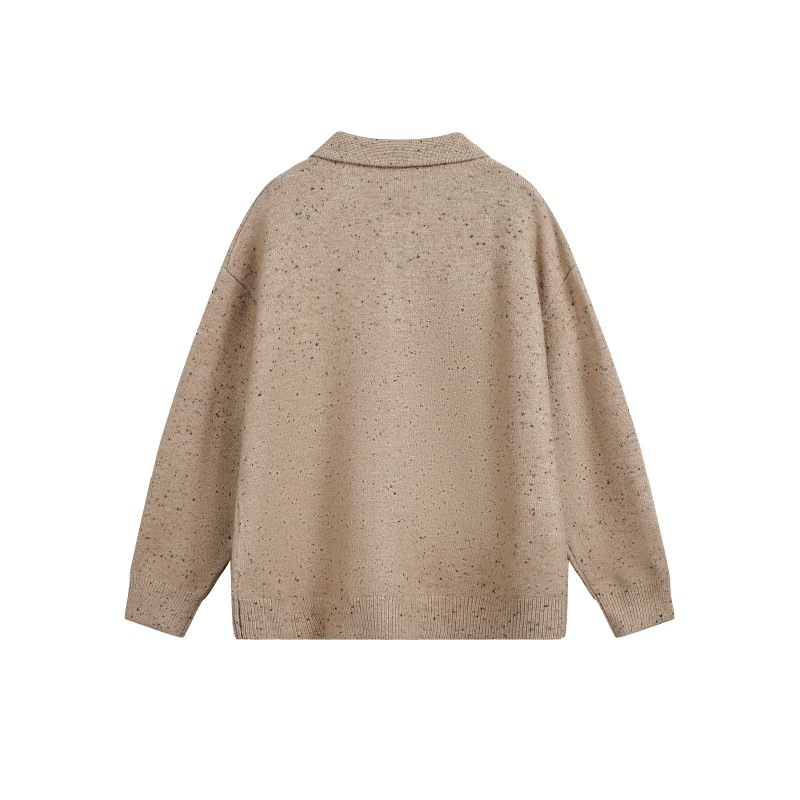 Oversized Japanese Workwear Polyester Clasp Neck Sweater