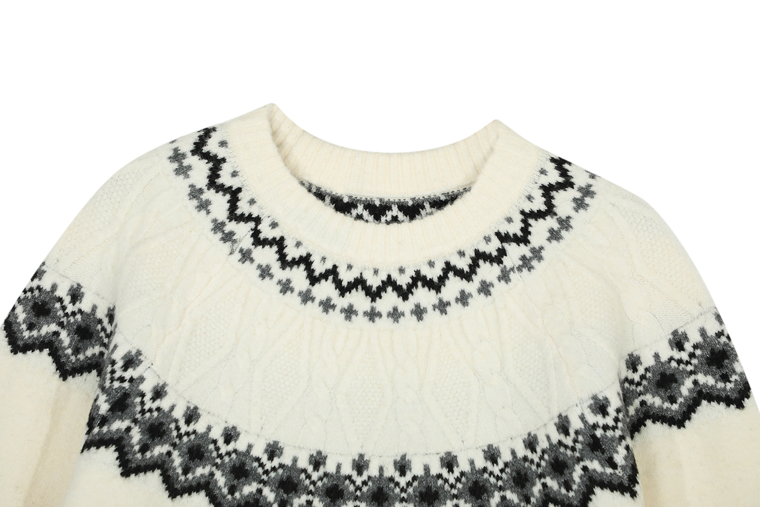 Street Style Man's Retro Round Collar Sweater
