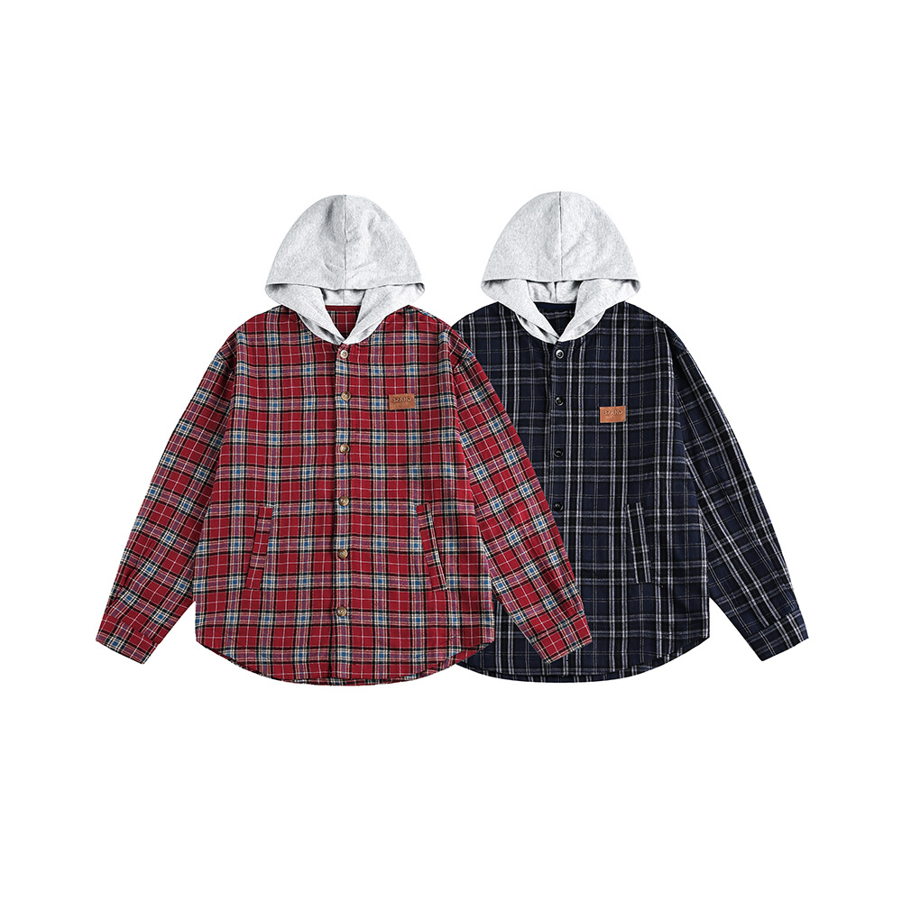 Loose Fit Checked Hood Shirt