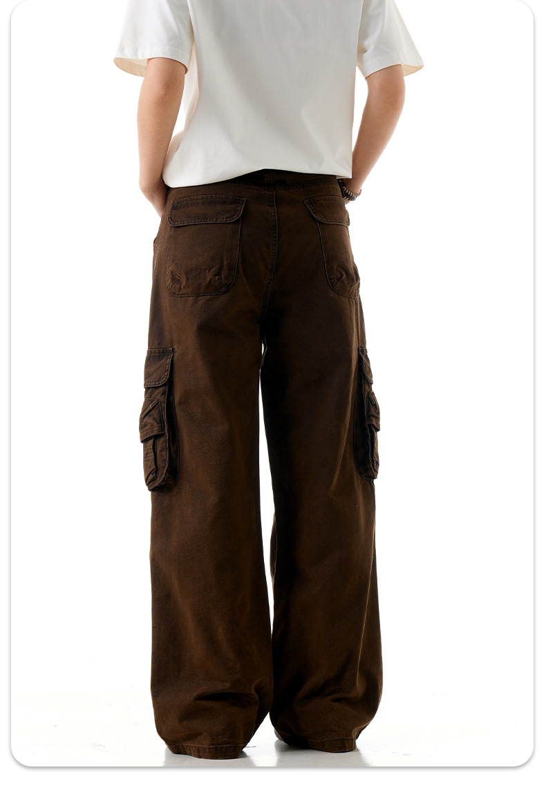 Multiple Pockets for Men and Women Slimming Straight Leg Casual Trousers